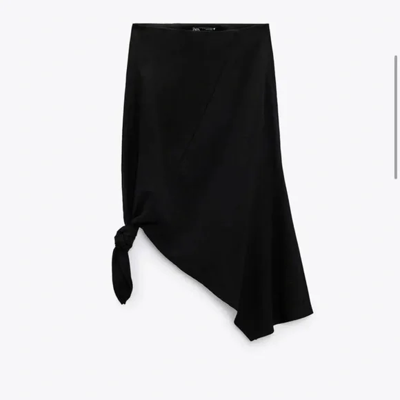 🖤 ZARA BOHO BLACK ASYMMETRICAL SIDE TIE HIGH WAIST MIDI SKIRT! - Picture 13 of 13